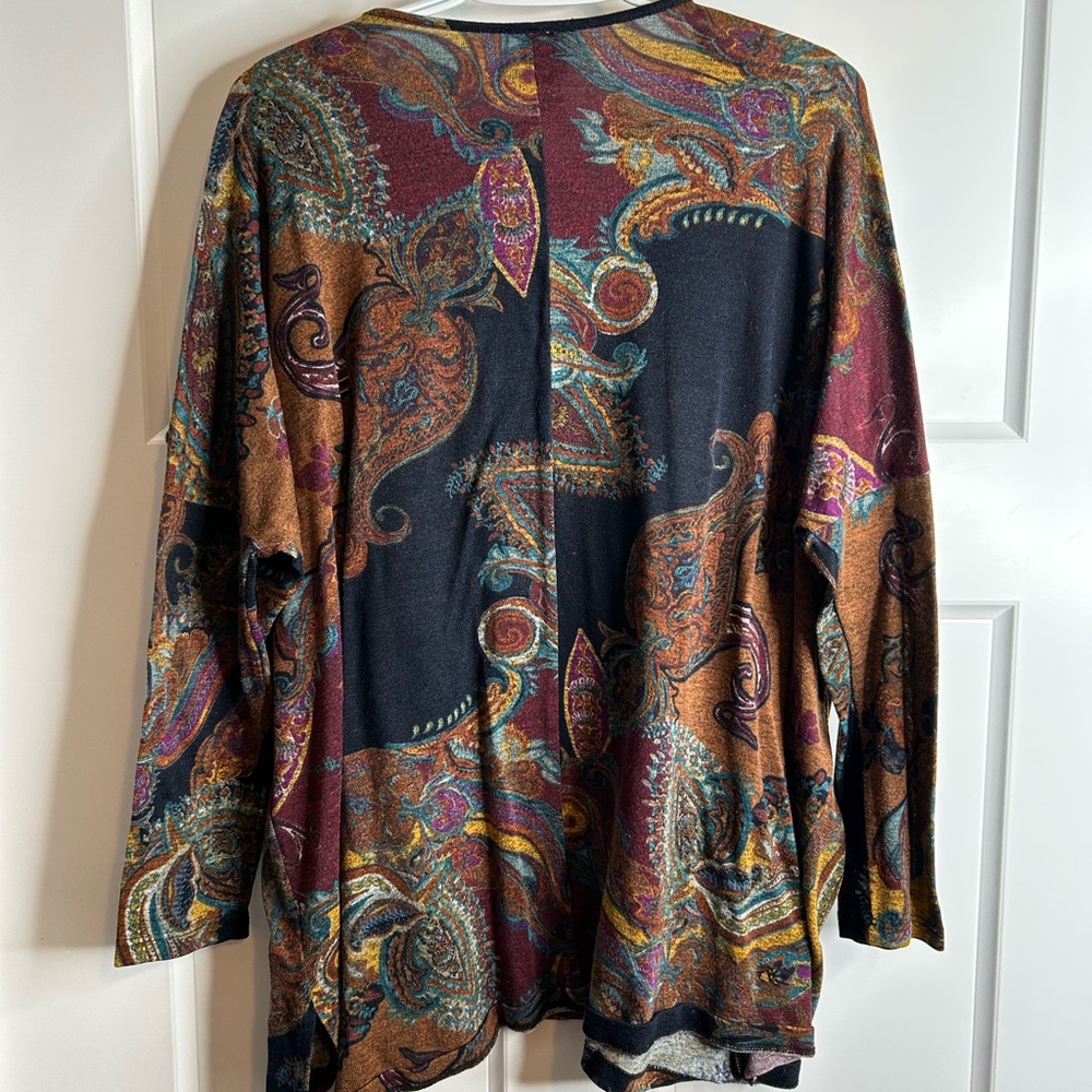Clara Sun Woo Womens Size Large Long Sleeve Top Boho Fall Print 5788 - Picture 9 of 9
